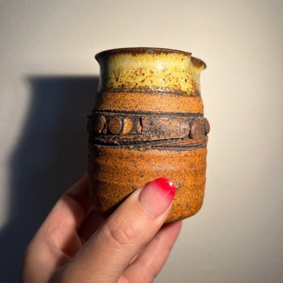 Ed Drahanchuk 1960s art pottery creamer as is Vintage Retro Brutalist - Picture 11 of 12